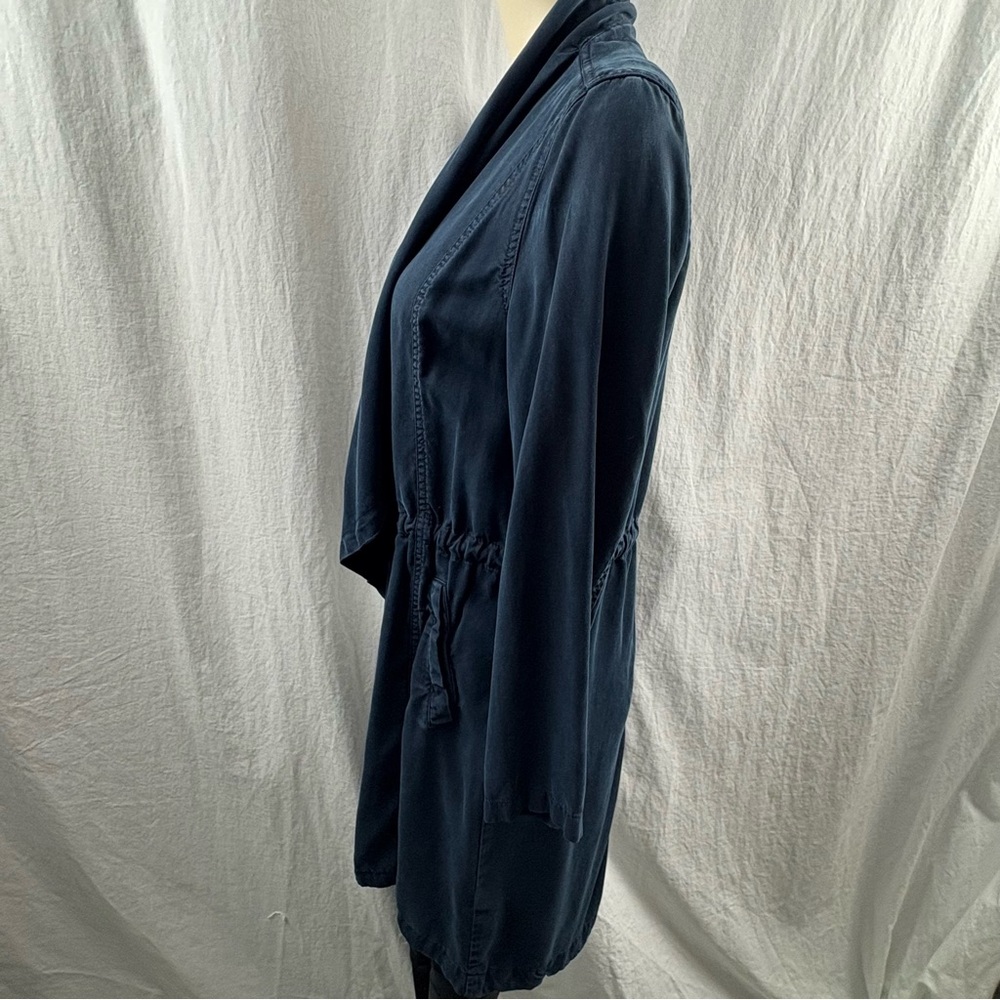 Max Jeans Dark Navy Blue Tencel Open Waterfall Drawstring Waist Jacket M - Picture 6 of 14